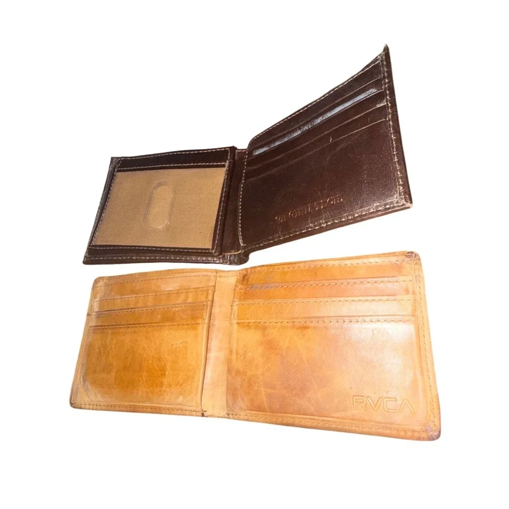 Men's Leather Wallet Bundle | Virginia Tech Hokies Trifold & RVCA Bifold‎